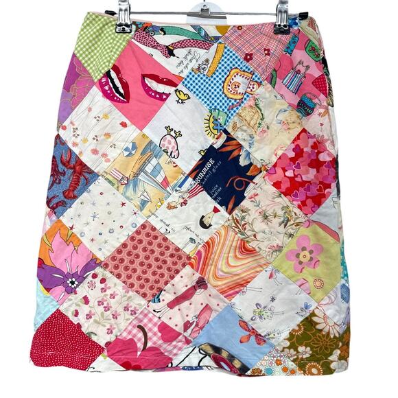 Anthropologie 90s Y2K Love Life Felice Pappas Patchwork Skirt 2  Girly Preppy - Picture 1 of 8